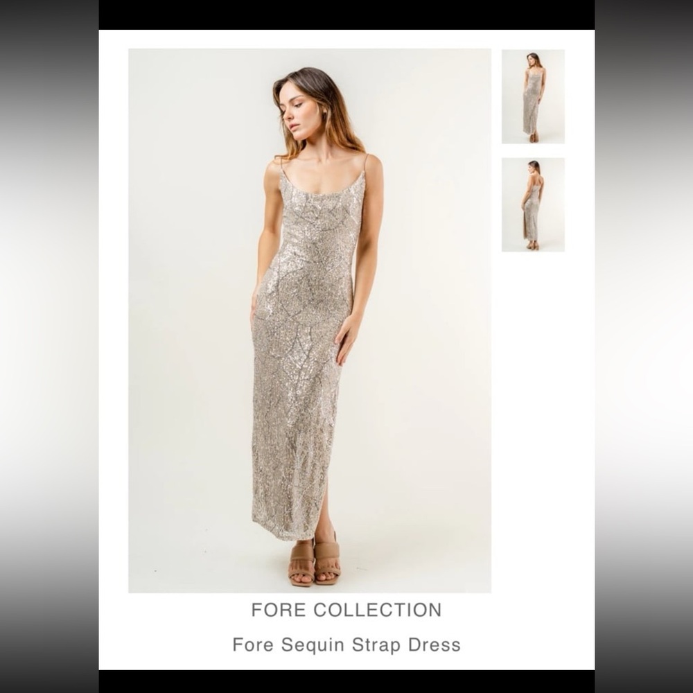 FORE COLLECTION
Fore Sequin Strap Dress Size L Like New